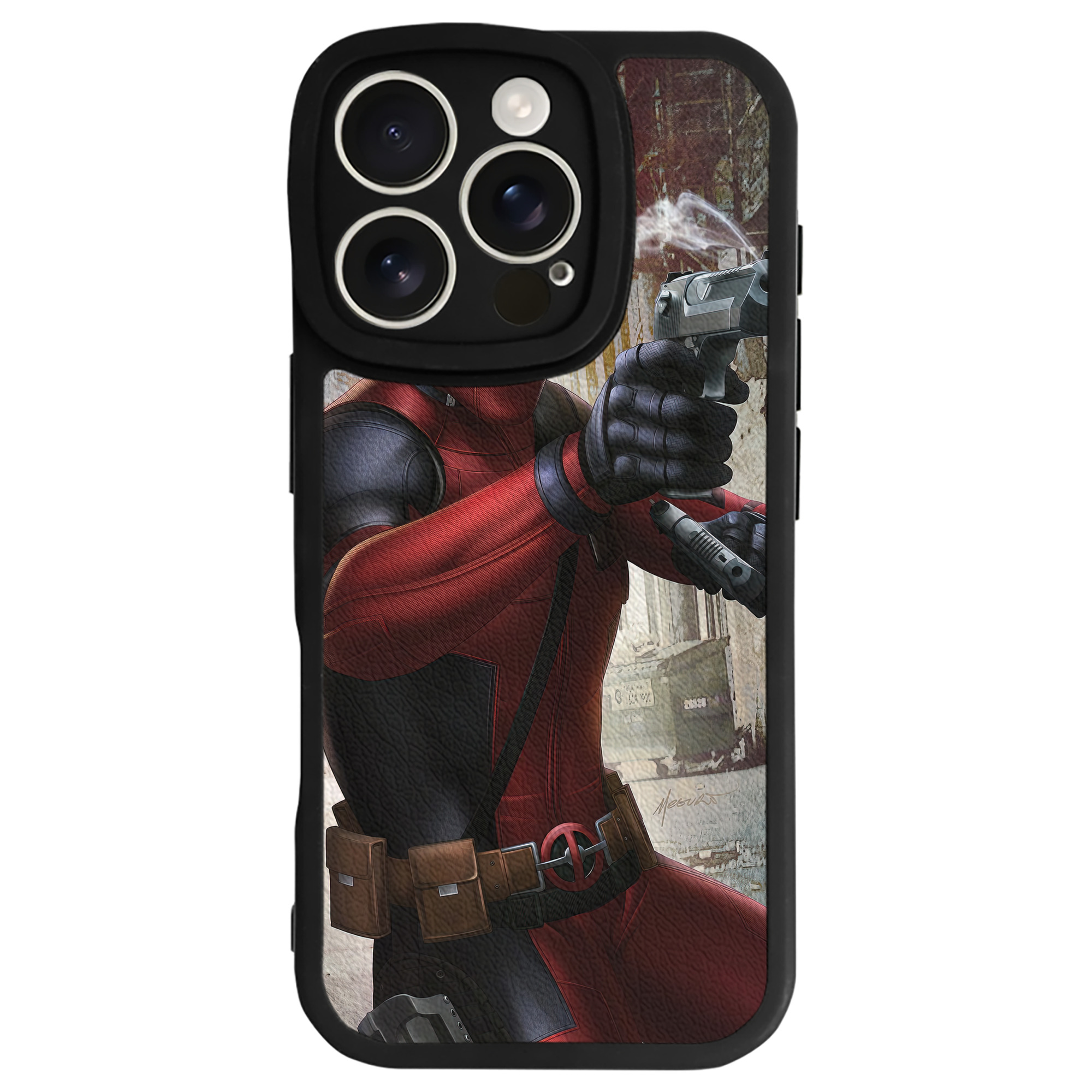 （画像用） Deadpool デッドプール 【iPhone 16シリーズ対応】シリコンスマホケース（レザー調） 材質：シリコン